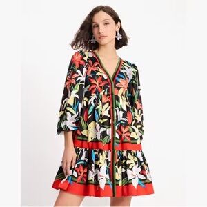 Kate Spade Mainline collection Summer Lilies Twill Dress size XL red black